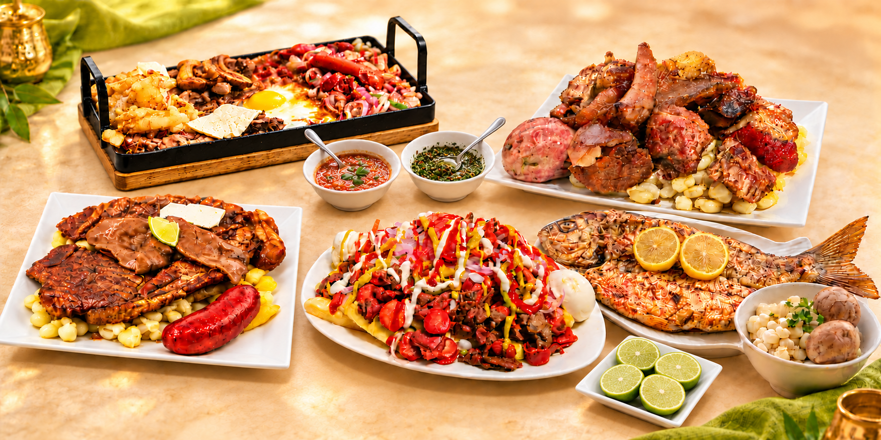 Platos disponibles para elegir en el combo familiar