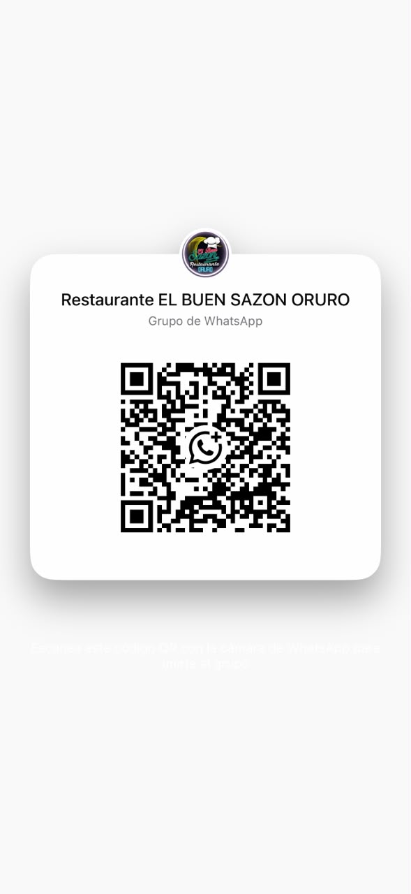 Código QR del grupo de WhatsApp de Restaurante El Buen Sazón Oruro